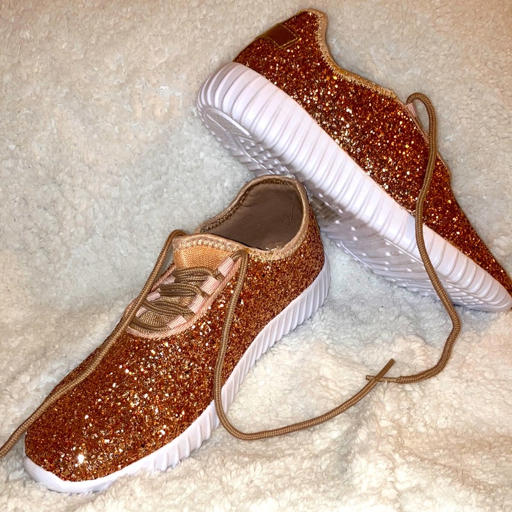 Super comfortable and super sparkly sneakers.